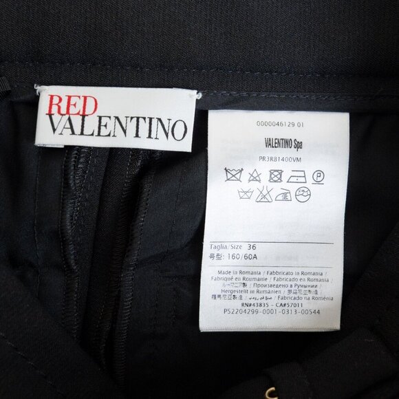 RED Valentino High-Waist Belted Wide Leg Cropped Trousers Culottes Black IT 36 - Picture 7 of 15
